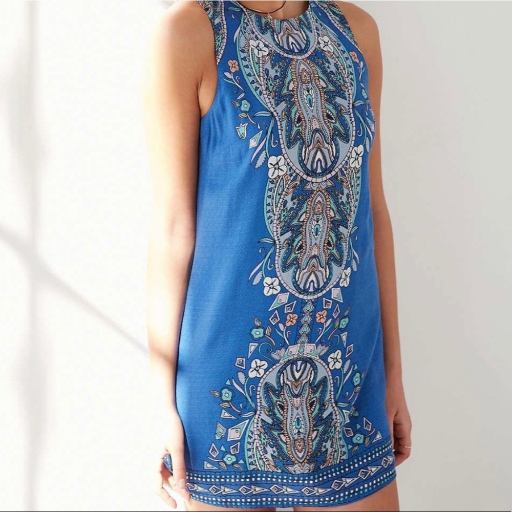 UO Ecote Guinevere High Neck Open Back Dress, XS